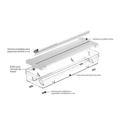 ORGANIZADOR DE ROLOS DUPLO CLEAR BRANCO FECHADO OU