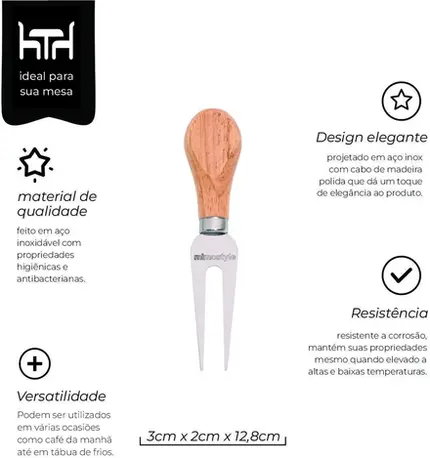 GARFO PARA QUEIJO INOX / MADEIRA MIMO STYLE