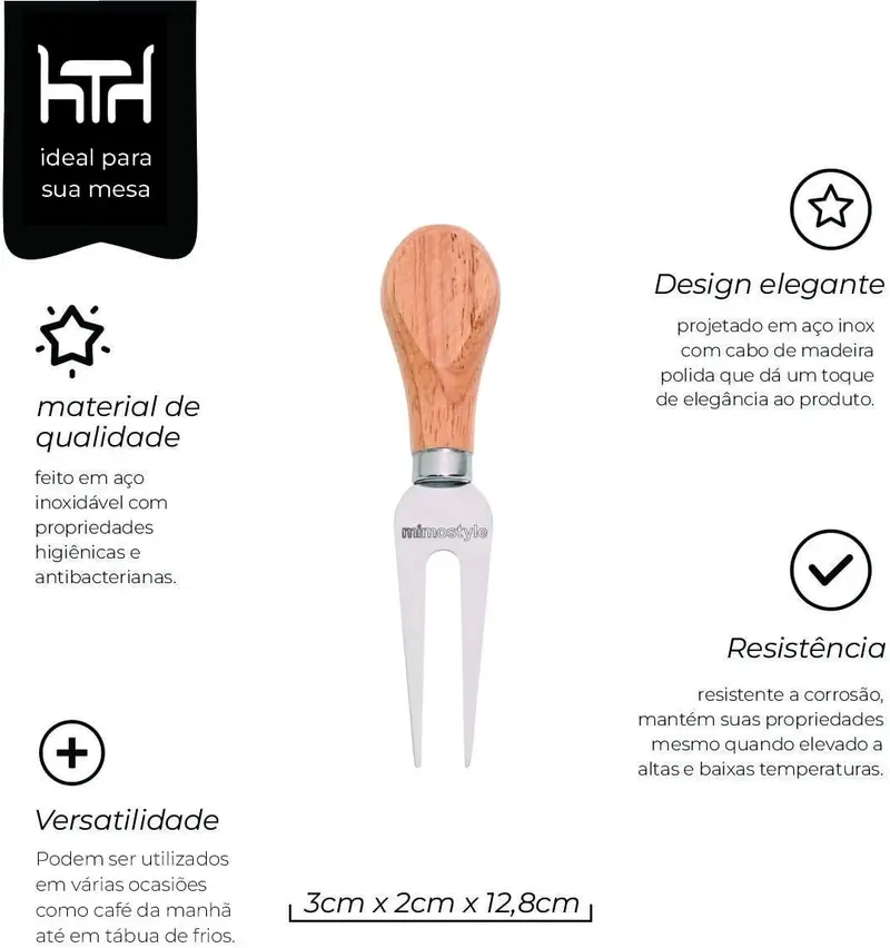 GARFO PARA QUEIJO INOX / MADEIRA MIMO STYLE