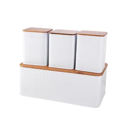 CONJUNTO PORTA PAO BAMBU 3 POTES WHITE MIMO STYLE - CONJUNTO PORTA