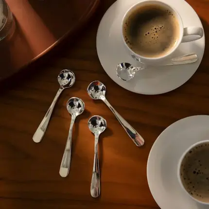 JOGO COM 6 COLHERES NOVARA PARA CAFE INOX RIVA