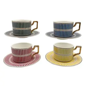 JOGO COM 4 XICARAS DE CAFE COLORIDAS OLIMPO EM NEW BONE CHINA 110ML
