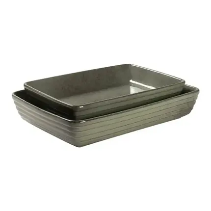 CONJUNTO COM 2 TRAVESSAS RETANGULAR EM CERAMICA VERDE AREIA