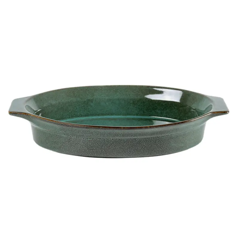 CONJUNTO DE 2 TRAVESSAS DE CERAMICA OVAL VERDE BTC
