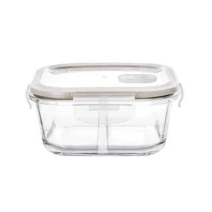 POTE HERMETICO QUADRADO EM VIDRO COM TAMPA E DIVISORIA 520ML 13X6 CM