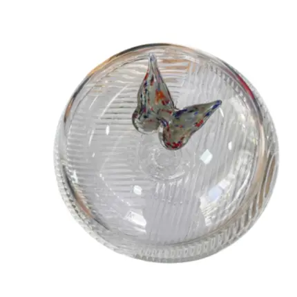 PRATO PARA BOLO PAPILLON EM CRISTAL ECOLOGICO COM TAMPA 30CM