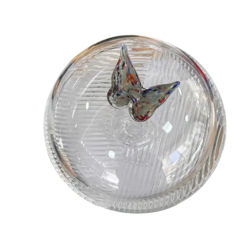 PRATO PARA BOLO PAPILLON EM CRISTAL ECOLOGICO COM TAMPA 30CM
