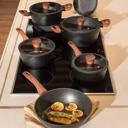 CONJUNTO COM 6 PANELAS CERAMIC LIFE SIRIUS PRETA BRINOX