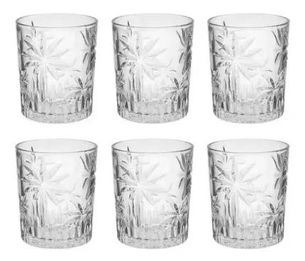 CONJUNTO COM 6 COPOS BAIXOS PALM TREE 340ML WOLFF