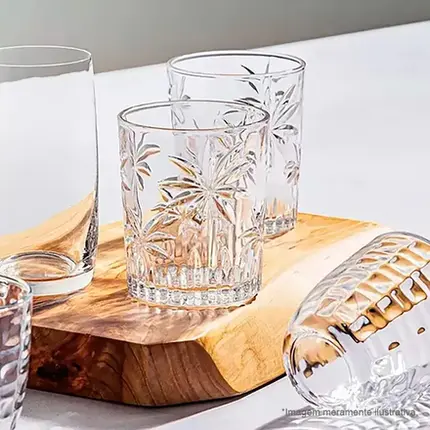 CONJUNTO COM 6 COPOS BAIXOS PALM TREE 340ML WOLFF