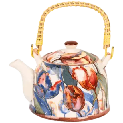 CHALEIRA DE CERAMICA ROSAS COLOR 20X14X12 CM