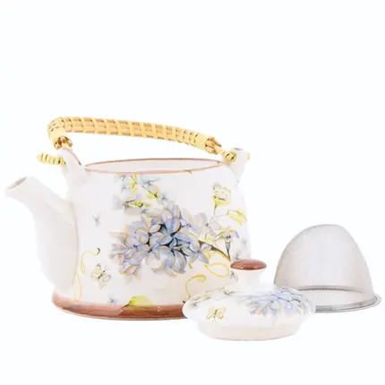 CHALEIRA EM CERAMICA ORQUIDEA AZUL 20X14X12 CM