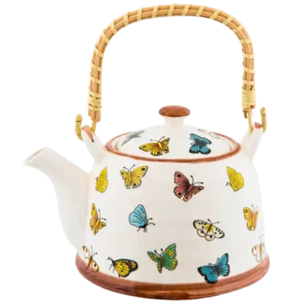 CHALEIRA EM CERAMICA BORBOLETA COLOR 20X14X12 CM