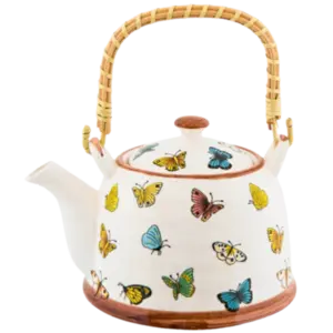CHALEIRA EM CERAMICA BORBOLETA COLOR 20X14X12 CM