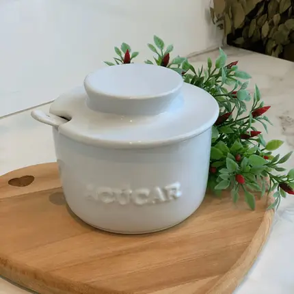 AÇUCAREIRO 150GR COM COLHER BRANCO CERAFLAME