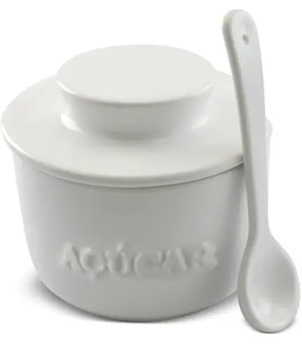 AÇUCAREIRO 150GR COM COLHER BRANCO CERAFLAME