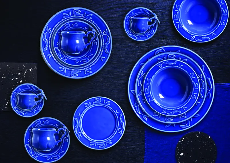 JOGO COM 6 PRATOS RASOS TUKAN AZUL SCALLA