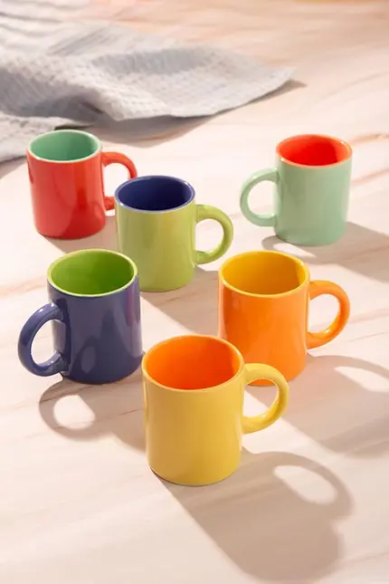 JOGO COM 6 MINI CANECAS DE CAFE COLOR MIMO STYLE