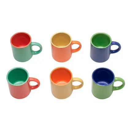 JOGO COM 6 MINI CANECAS DE CAFE COLOR MIMO STYLE