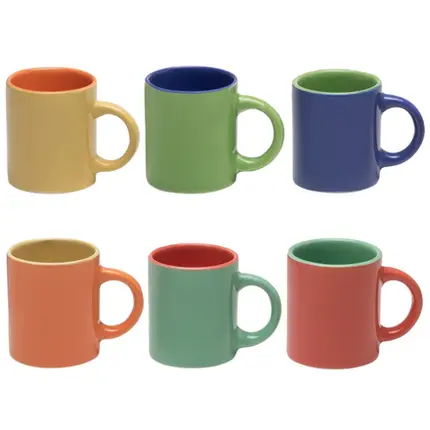 JOGO COM 6 MINI CANECAS DE CAFE COLOR MIMO STYLE