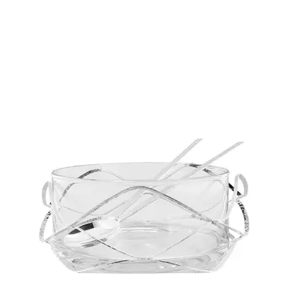 SALADEIRA DIAMANTE 2L COM PAR DE TALHERES INOX RIVA