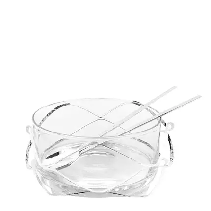 SALADEIRA DIAMANTE 2L COM PAR DE TALHERES INOX RIVA