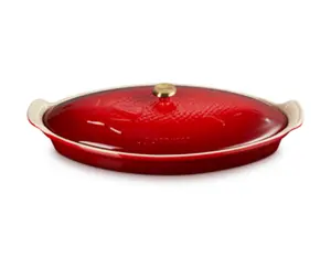 TRAVESSA PEIXE COM TAMPA 34CM HERITAGE VERMELHO LE CREUSET