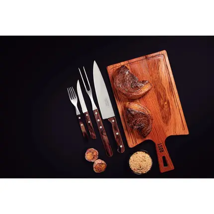 KIT CHURRASCO 14 PEÇAS POLYWOOD CASTANHO TRAMONTINA