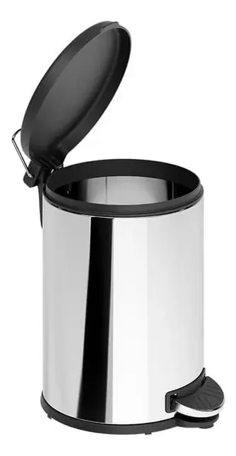 LIXEIRA INOX COM PEDAL 6 L TAMPA PRETA BRINOX