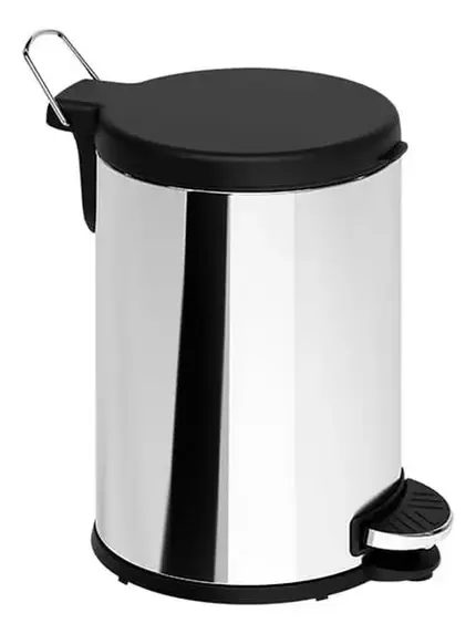 LIXEIRA INOX COM PEDAL 6 L TAMPA PRETA BRINOX