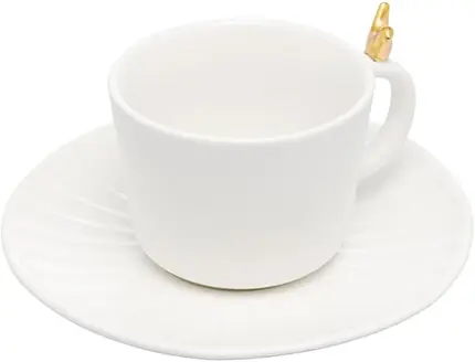 CONJUNTO DE 2 XICARAS DE CHA DE CERAMICA COLIBRI COM PIRES BRANCO 170ML
