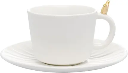 CONJUNTO DE 2 XICARAS DE CHA DE CERAMICA COLIBRI COM PIRES BRANCO 170ML