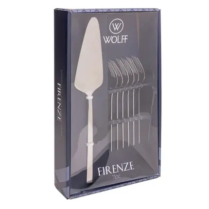 CONJUNTO 7 PECAS ESPATULA PARA BOLO E 6 GARFOS PARA SOBREMESA FIRENZE ACO INOX