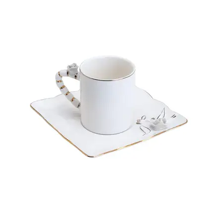 CONJUNTO DE 6 XICARAS CAFE PORCELANA FLOWER SQUARE PLATE 80ml