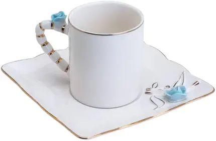 CONJUNTO DE 6 XICARAS CAFE PORCELANA FLOWER SQUARE PLATE 80ml