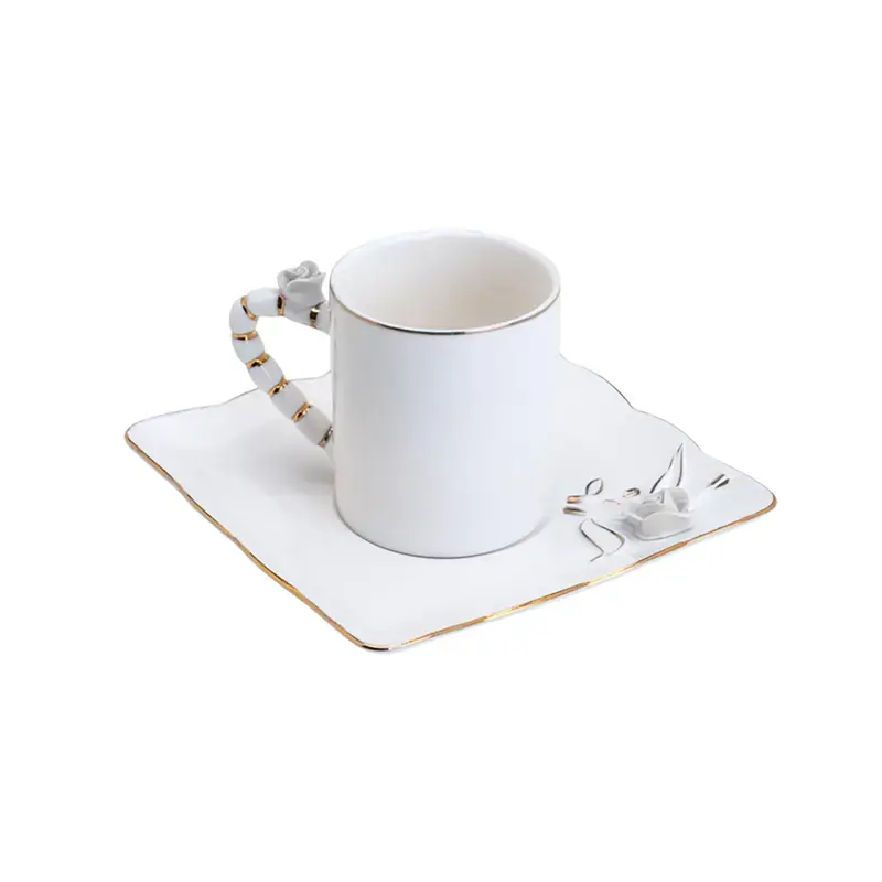 CONJUNTO DE 6 XICARAS CAFE PORCELANA FLOWER SQUARE PLATE 80ml