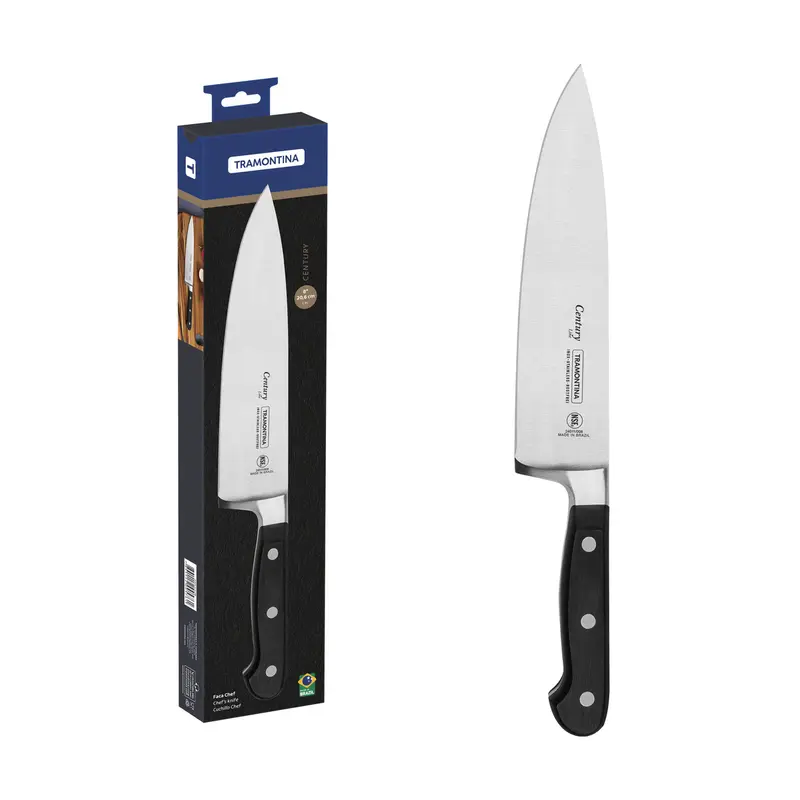 FACA CHEF INOX 8 CENTURY PRETO TRAMONINA