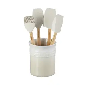 KIT 4 ESPATULAS E PORTA UTENSILIO 1L CLASSIC MERINGUE LE CREUSET