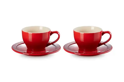 JOGO DE 2 XICARAS COM PIRES VERMELHO LE CREUSET