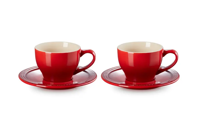 JOGO DE 2 XICARAS COM PIRES VERMELHO LE CREUSET
