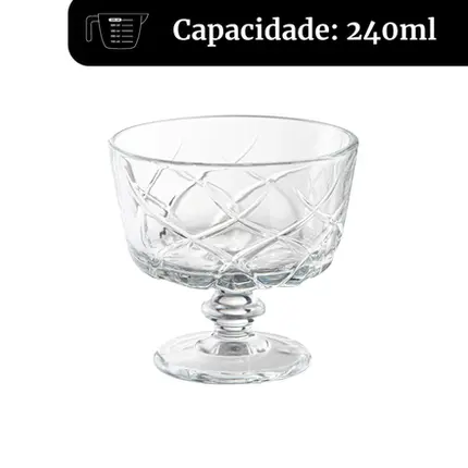 JOGO COM 6 TAÇAS DE SOBREMESA LORIANT EM CRISTAL ECOLOGICO 240 ML D9,9xA9,3 CM LHERMITAGE