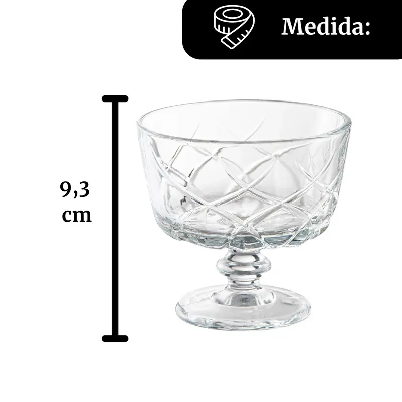 JOGO COM 6 TAÇAS DE SOBREMESA LORIANT EM CRISTAL ECOLOGICO 240 ML D9,9xA9,3 CM LHERMITAGE