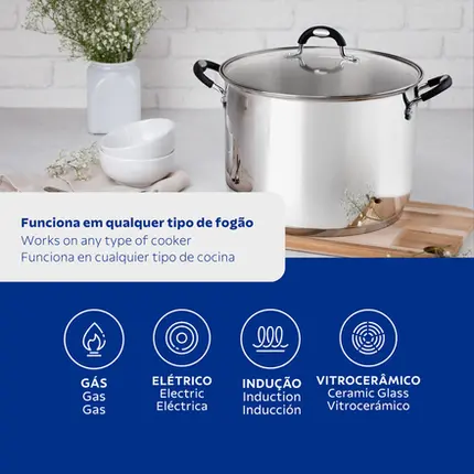 CALDEIRAO ACO INOX 30CM ASTRO SILICONE TRAMONTINA
