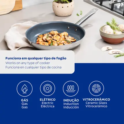 FRIGIDEIRA 26 CM INOX COM REVESTIMENTO CERAMICO TRAMONTINA