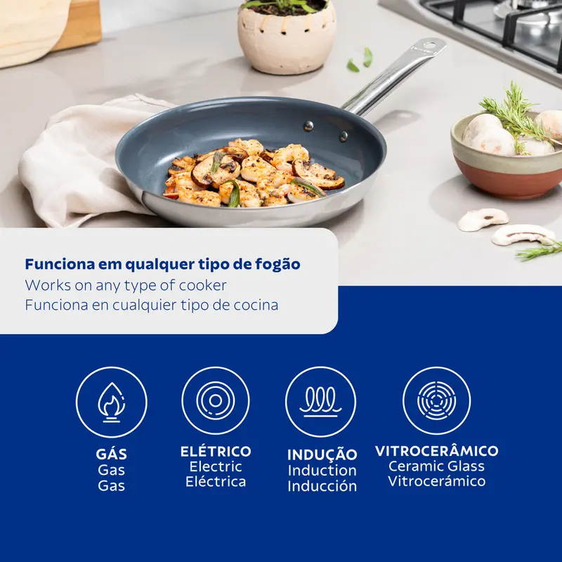 FRIGIDEIRA 26 CM INOX COM REVESTIMENTO CERAMICO TRAMONTINA