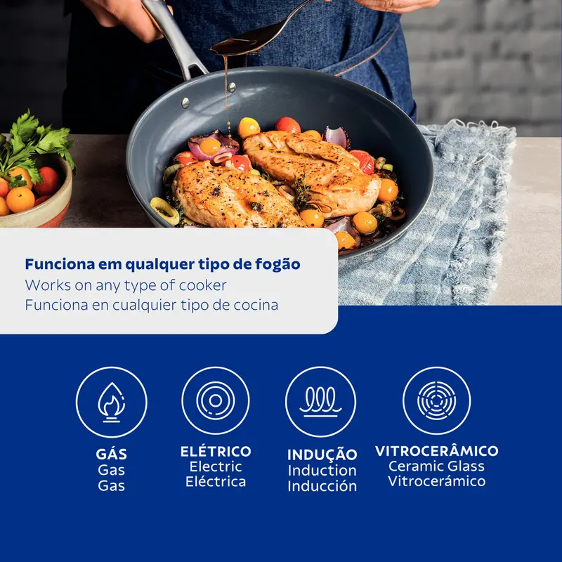 FRIGIDEIRA 30 CM INOX COM REVESTIMENTO CERAMICO TRAMONTINA