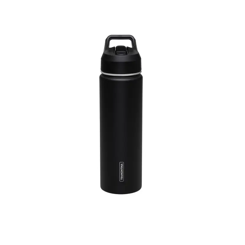 GARRAFA TERMICA INOX COM CANUDO 0,65L PRETO TRAMONTINA