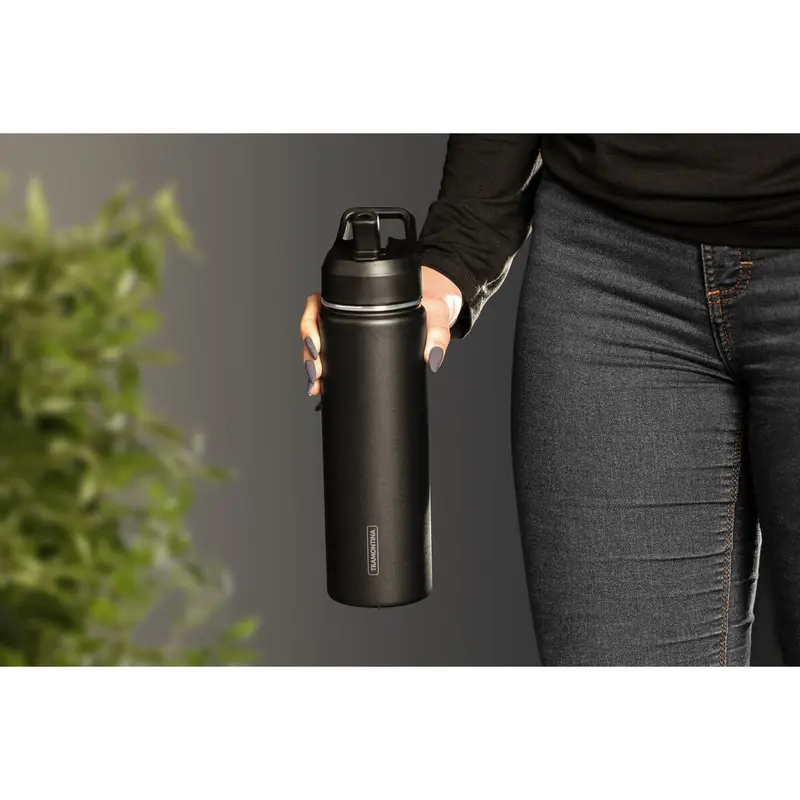 GARRAFA TERMICA INOX COM CANUDO 0,65L PRETO TRAMONTINA