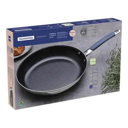 FRIGIDEIRA 30CM ROMAGNA PRE COM REVESTIMENTO CERAMICO COM FUNDO EXTERNO EM ACO INOX TRAMONTINA