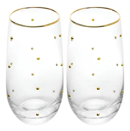 CONJUNTO 2 COPOS BALLS FIO DE OURO 300ML VIDRO